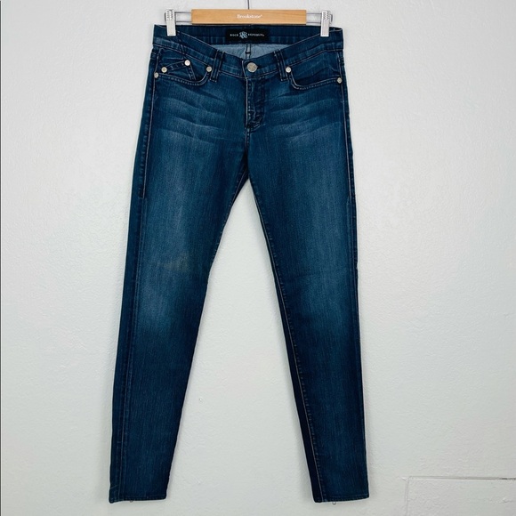 ROCK & REPUBLIC BLUE SKINNY JEANS ANKLE ZIPPER - Picture 1 of 9